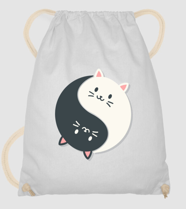 Pisicuțe Yin Yang model alb pe tricou