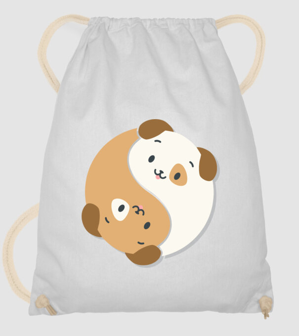 Câini Yin Yang model alb pe tricou