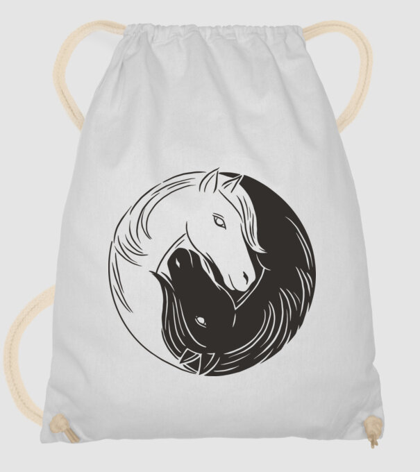 Călăreț Yin Yang model alb pe tricou