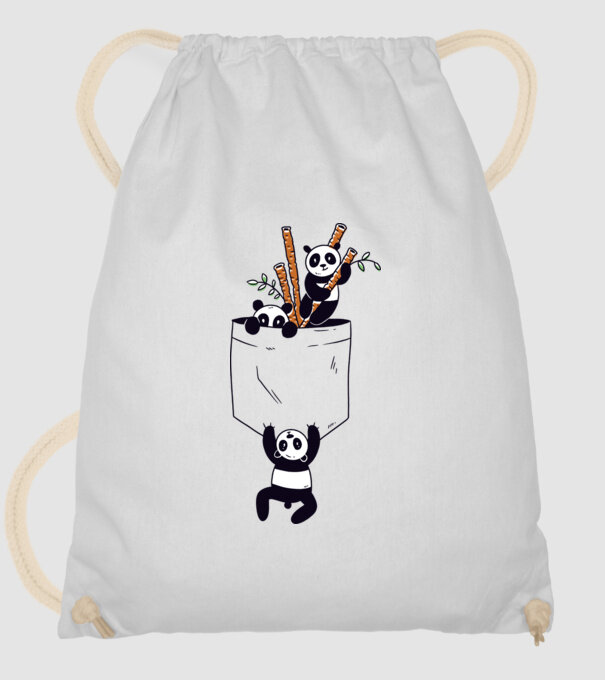 Panda de buzunar model alb pe tricou