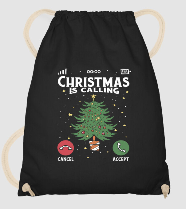 Christmas is calling model negru pe tricou