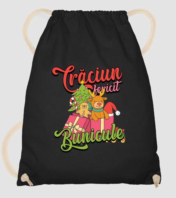 CRĂCIUN FERICIT BUNICULE model negru pe tricou