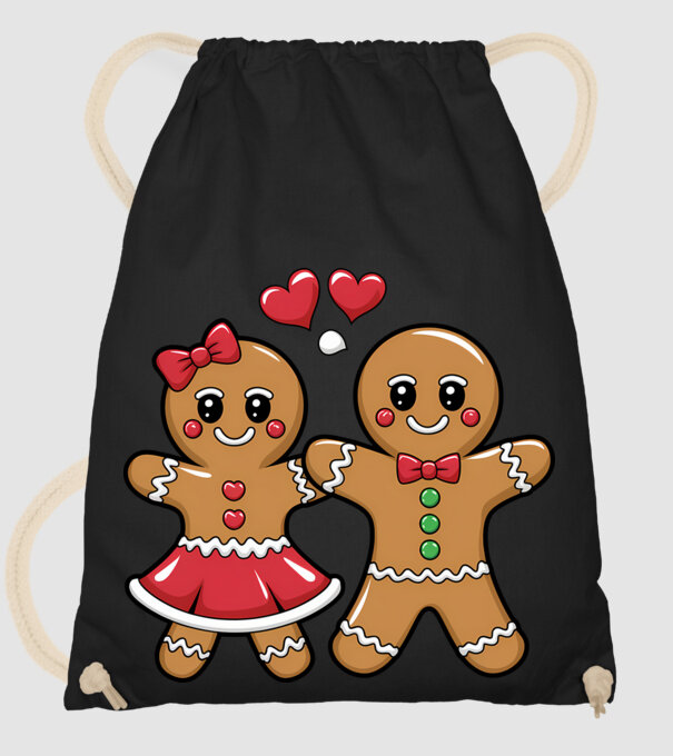 cuplu de turtă dulce în dragoste model negru pe tricou