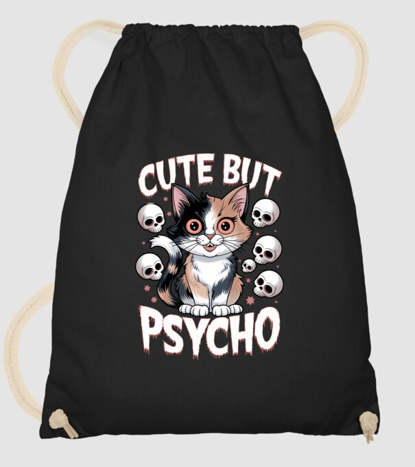 Cute, but Psycho pisică Negru model negru pe tricou