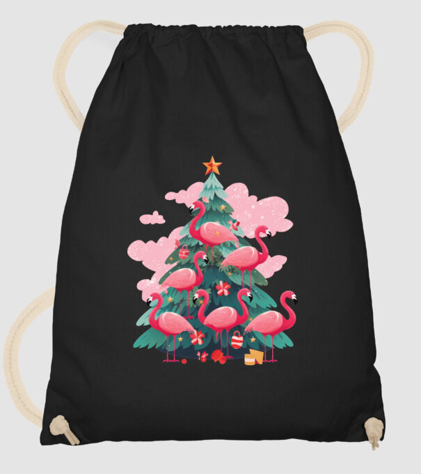 flamingo pom de Crăciun model negru pe tricou