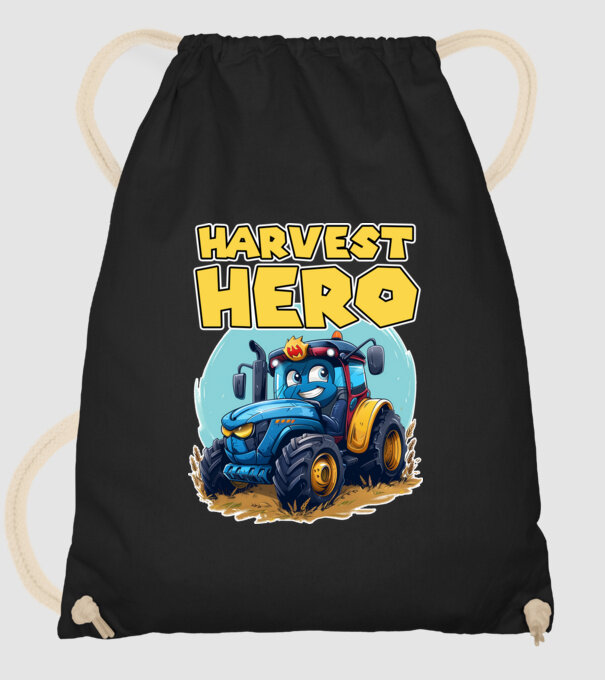 Harvest Hero Tractor model negru pe tricou