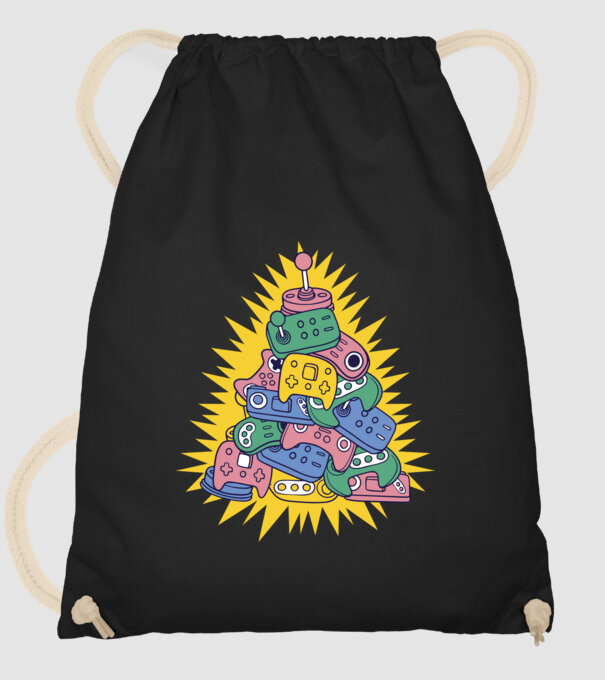 Joystick pom de Crăciun model negru pe tricou