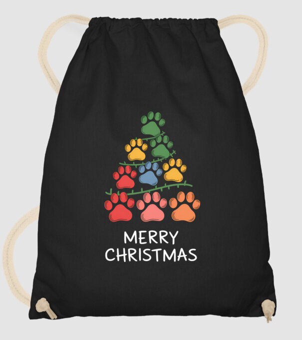 Merry Christmas Paws Negru model negru pe tricou