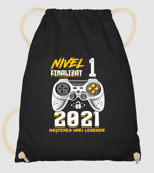 Nivel 1 finalizat. 2021 nașterea unei legende model negru pe tricou