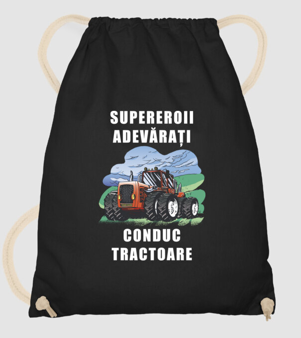 Supereroii adevărați conduc tractoare_D3470804 model negru pe tricou