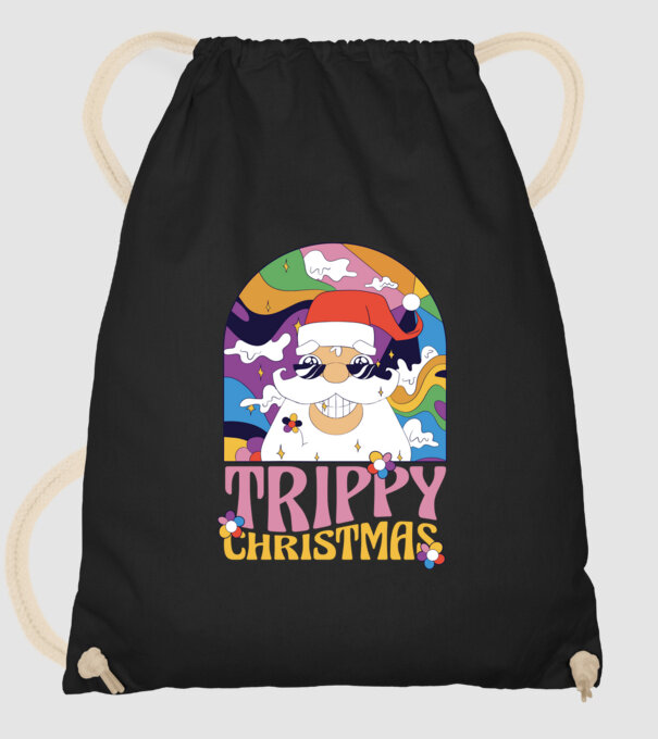 Trippy Christmas model negru pe tricou
