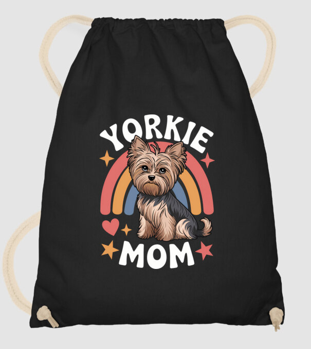 Yorkie Mom Negru model negru pe tricou