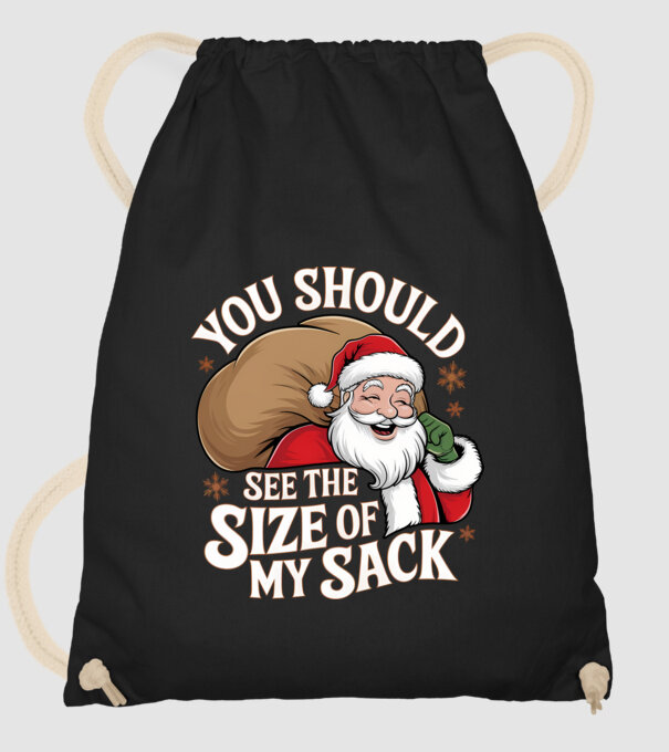 You Should See The Size Of My Sack Santa model negru pe tricou