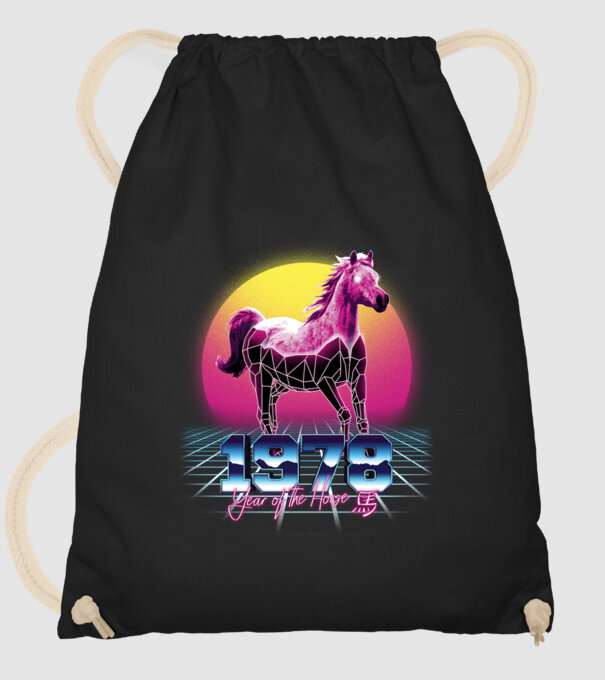 1978 Year of the Horse model negru pe tricou