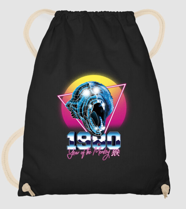 1980 Year of the Monkey model negru pe tricou