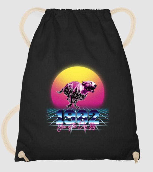 1982 Year of the Dog model negru pe tricou