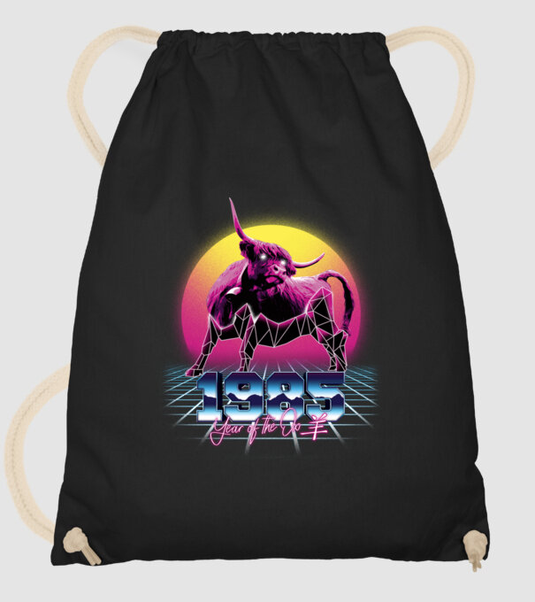 1985 Year of the Ox model negru pe tricou