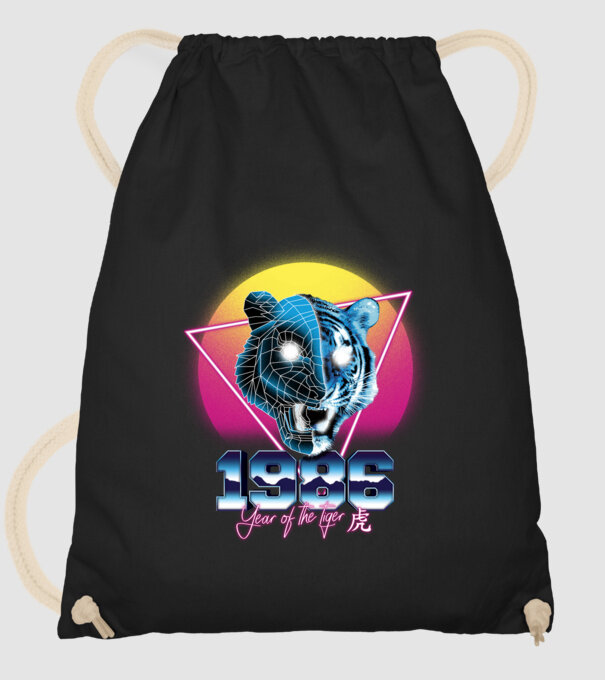1986 Year of the Tiger model negru pe tricou