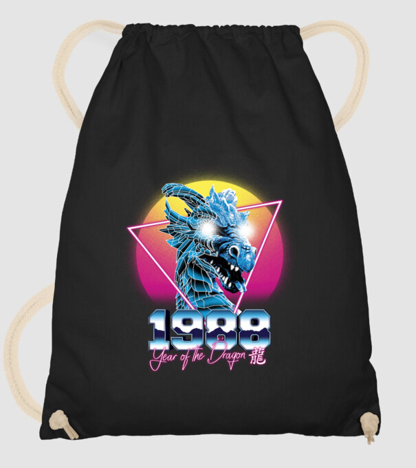 1988 Year of the Dragon model negru pe tricou