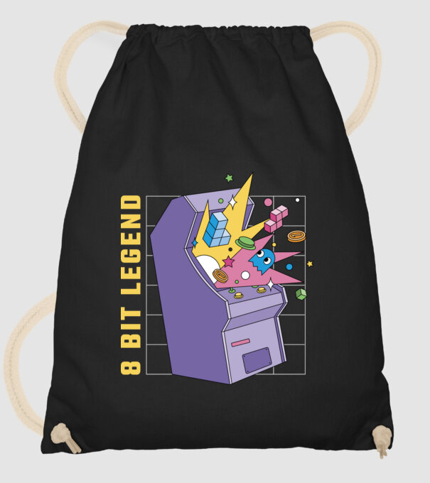 8 Bit Legendă Arcade Slot Machine model negru pe tricou