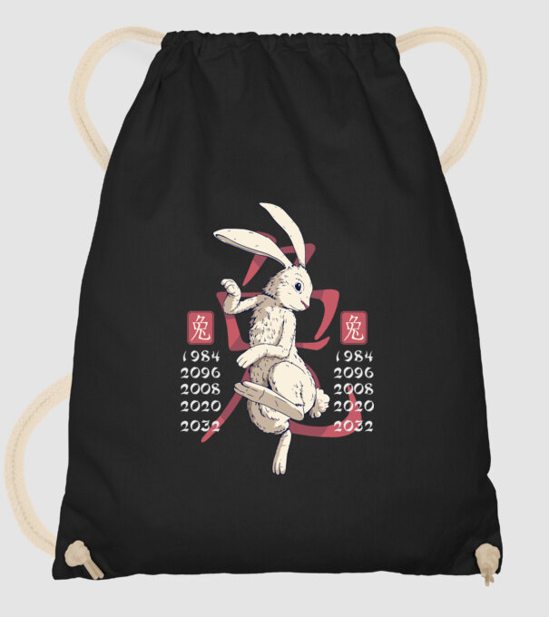 Year of the Rabbit model negru pe tricou