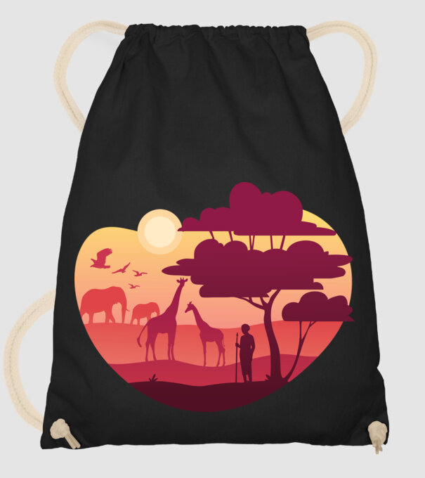 Peisaj african model negru pe tricou