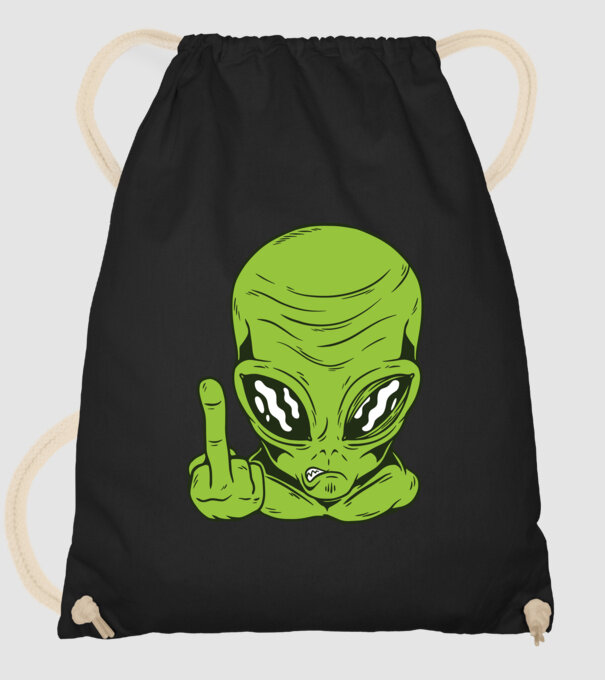 Alien arată degetul model negru pe tricou