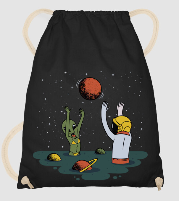 Alien și astronaut joc model negru pe tricou