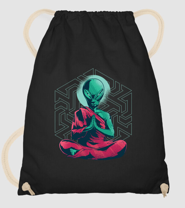 Meditație Alien model negru pe tricou