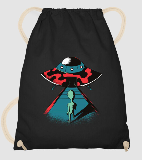 Alien Ufo model negru pe tricou