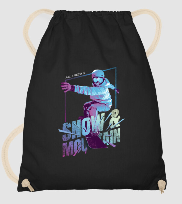 All I need is Snowboard model negru pe tricou