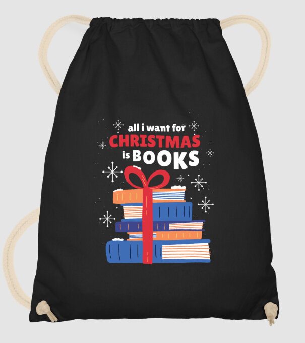 All I want for Christmas is Books tricou cu cărți model negru pe tricou