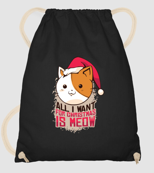 All I want for christmas is MEOW tricou cu pisică model negru pe tricou
