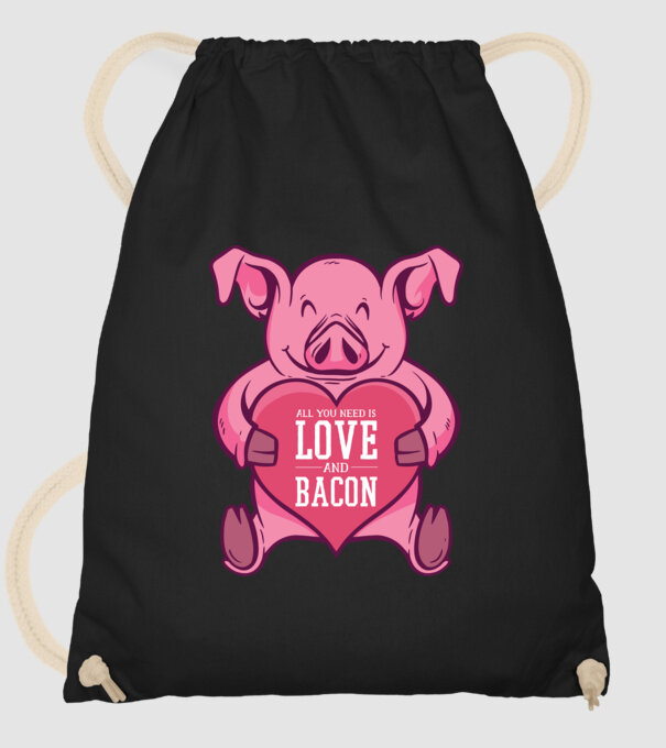 All you need is love and bacon model negru pe tricou