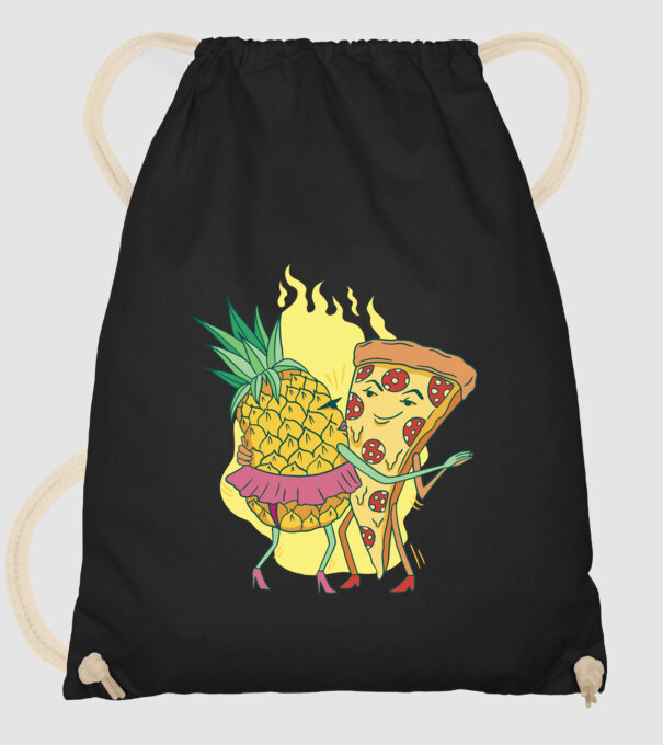 Pizza cu ananas Dragoste model negru pe tricou