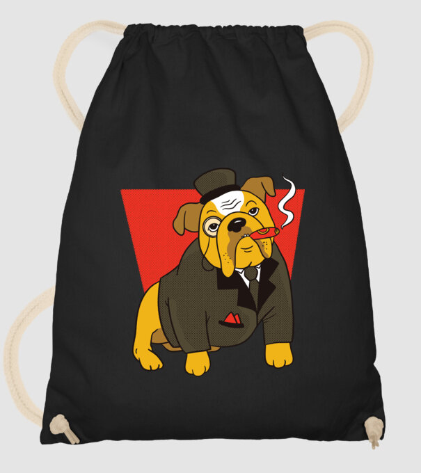Bulldog englezesc cu trabuc model negru pe tricou