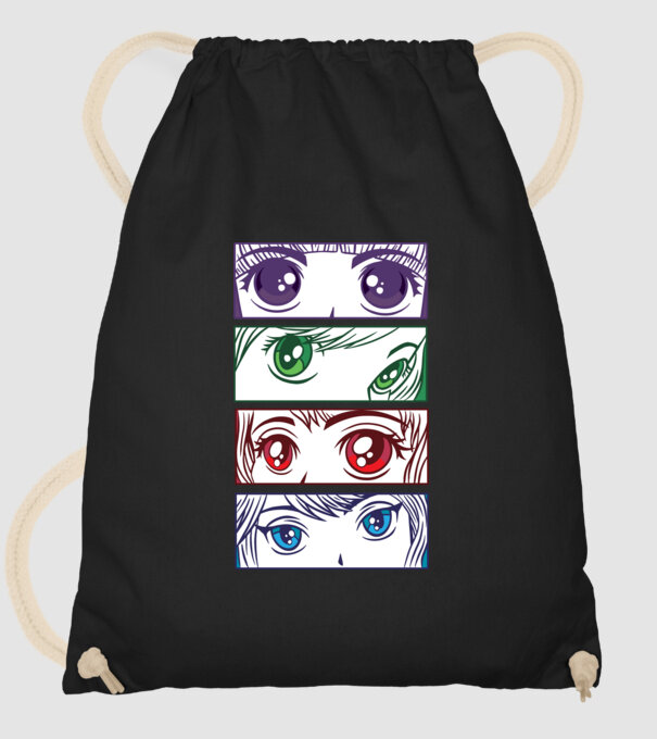 Anime ochi de fată Pop Art model negru pe tricou