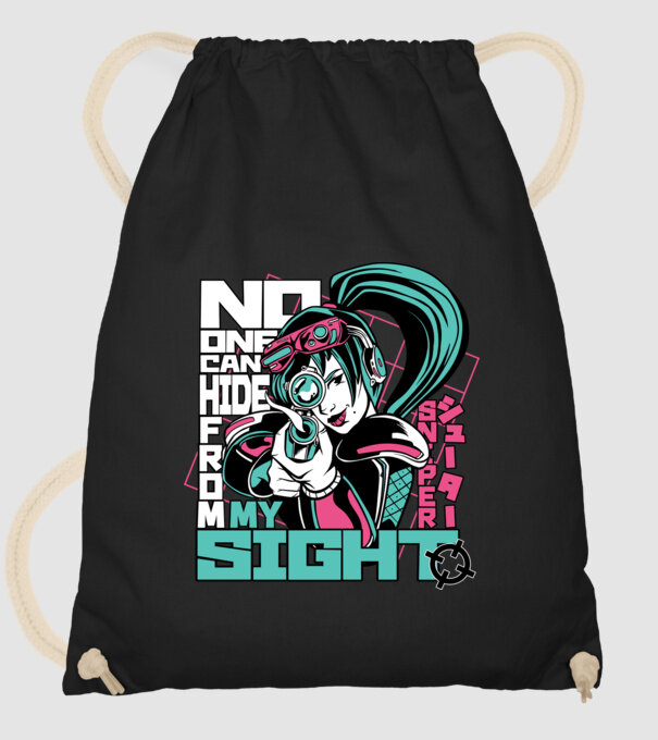 Anime Fată Lunetistă model negru pe tricou