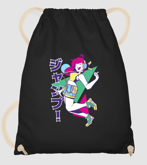 Anime fată retro model negru pe tricou