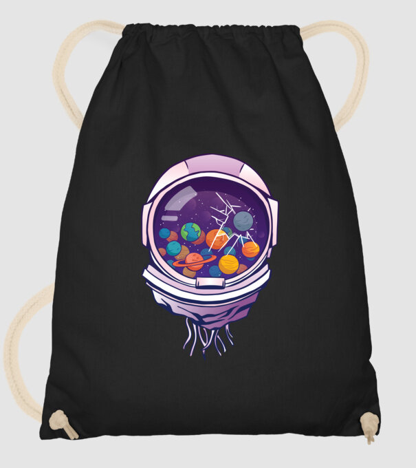 Cască de astronaut model negru pe tricou