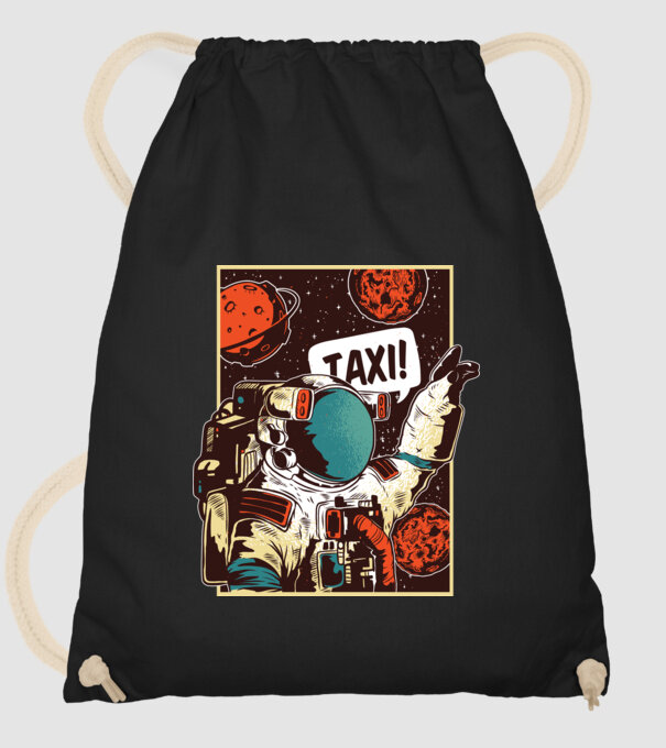 Astronaut Taxi model negru pe tricou