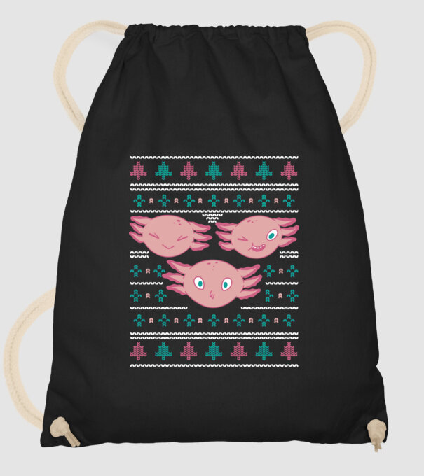 Pulover urât Axolotl model negru pe tricou