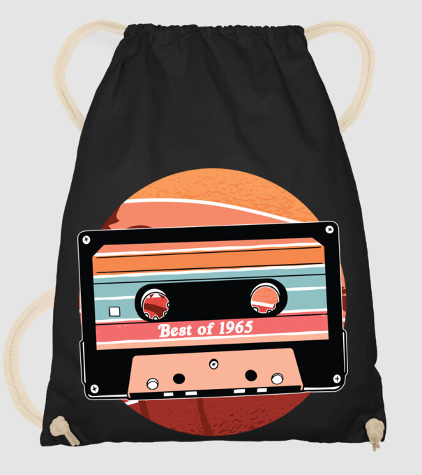 Best of 1965 retro Tape Birthday model negru pe tricou