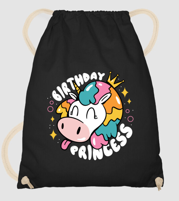 Birthday Princess Unicorn model negru pe tricou