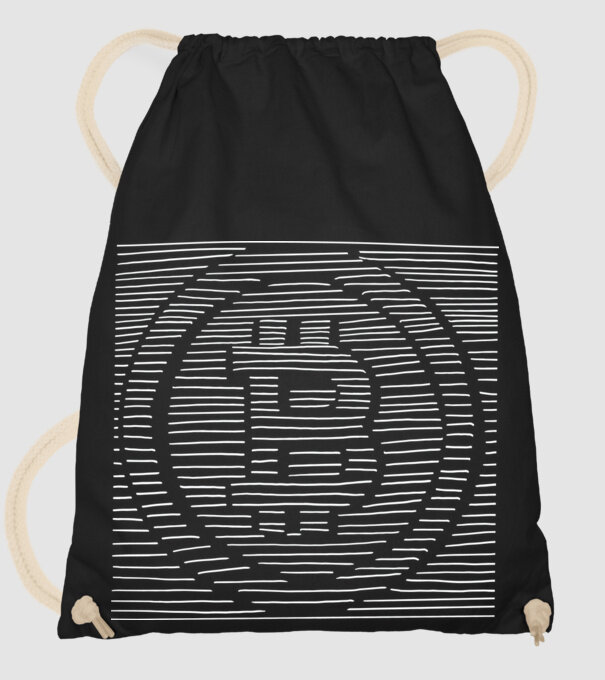 Linii 3d Bitcoin model negru pe tricou