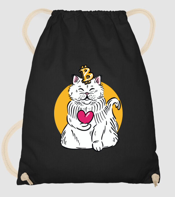 Pisică Bitcoin model negru pe tricou