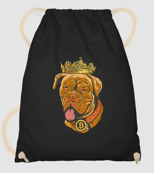 Câine Bitcoin model negru pe tricou