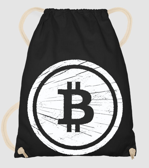 Bitcoin logo model negru pe tricou