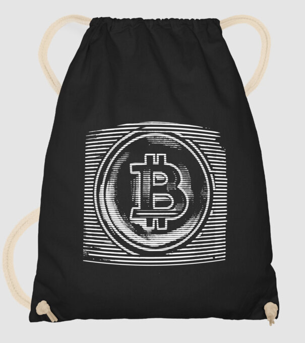 Bitcoin logo model negru pe tricou