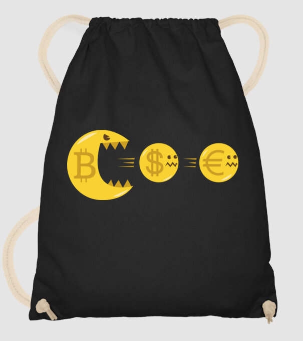 Bitcoin Pacman model negru pe tricou